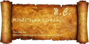 Mihályka Cintia névjegykártya